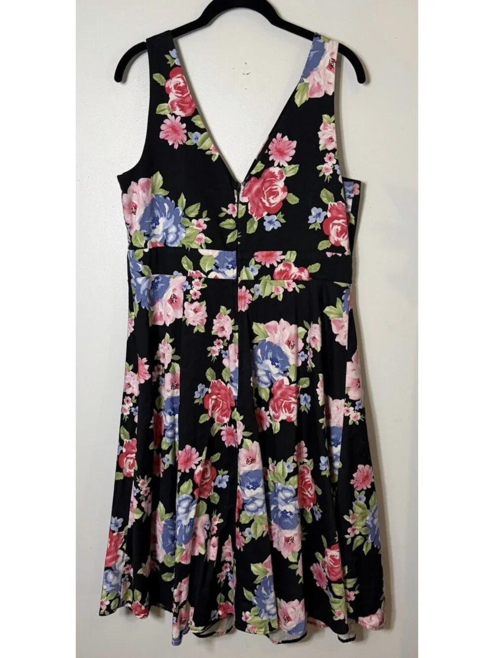 Torrid Black Sleeveless Floral Print Summer Aline Midi Dress Size 12 Boho Chic